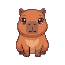 Mochi, a pixel capybara sitting serenely