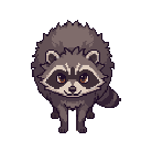 Jimothy, a very round pixel raccoon