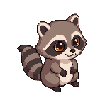 Ziggy, a pixel raccoon looking curious